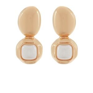 Square Dome Shape Stone & Oval Earrings